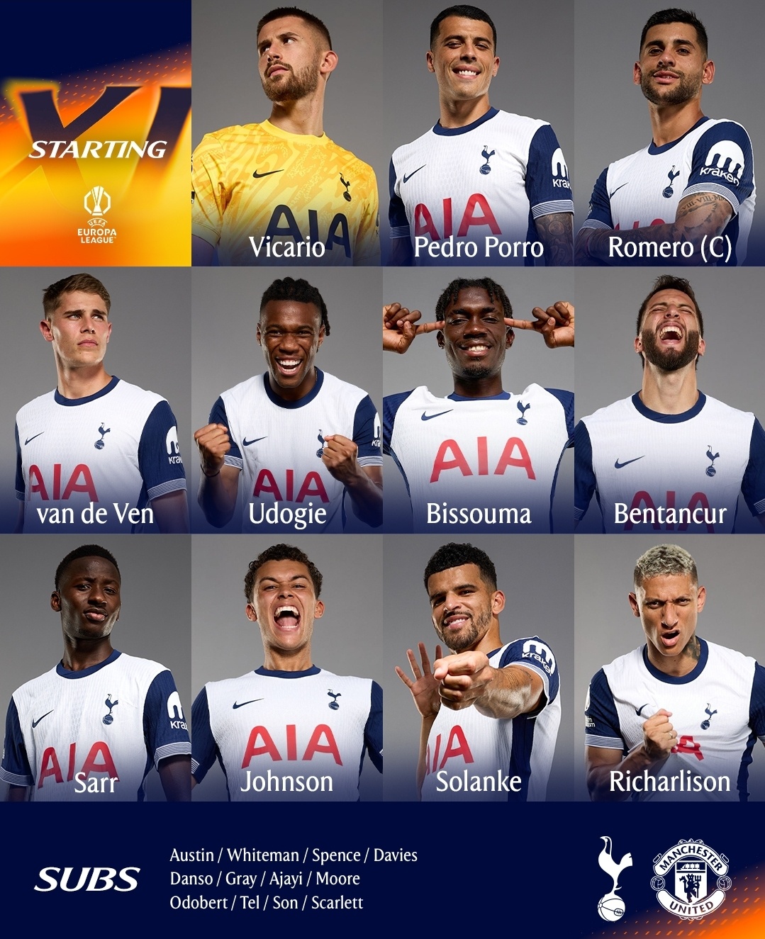 토트넘은 22일(한국시간) 오전 4시부터 스페인 빌바오의 에스타디오 산 마메스에서 맨체스터 유나이티드(잉글랜드)와 2024-2025시즌 유럽축구연맹(UEFA) 유로파리그 결승전을 치르고 있다. 부상에서 최근 복귀한 손흥민은 이날 경기에서 벤치 대기하는 중이다. 토트넘은 전반 42분 상대 수비수 루크 쇼의 자책골로 1-0 앞선 채 전반을 마쳤다. 이대로 끝나면 손흥민은 2015년 토트넘 입단 후 공식대회 첫 우승을 거머쥔다. 토트넘 홋스퍼