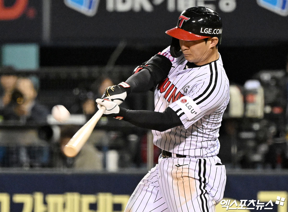 LG 트윈스 간판 유격수 오지환이 6일 서울 고척스카이돔에서 열린 2025 신한 SOL Bank KBO리그 키움 히어로즈와의 팀 간 7차전에서 7회초 대타로 출전, 2타수 무안타로 침묵했다. 사진 엑스포츠뉴스 DB