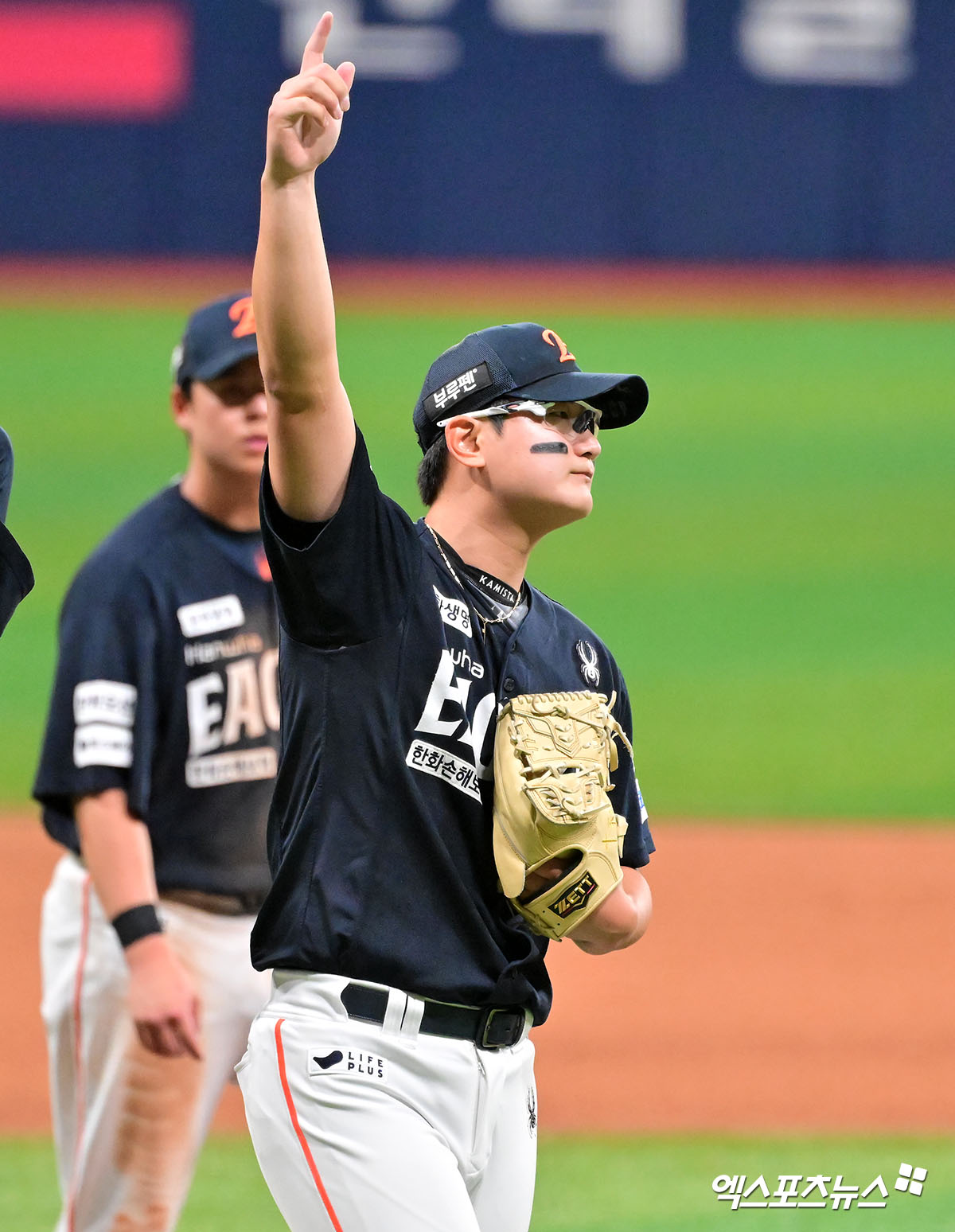 9일 오후 서울 구로구 고척스카이돔에서 열린 '2025 신한 SOL Bank KBO리그' 한화 이글스와 키움 히어로즈의 경기, 한화가 문현빈의 결승 솔로포에 힘입어 키움에 7:5로 승리하며 26년 만에 10연승을 기록했다. 이날 경기에서 승리한 한화 김서현이 기뻐하고 있다. 엑스포츠뉴스 DB