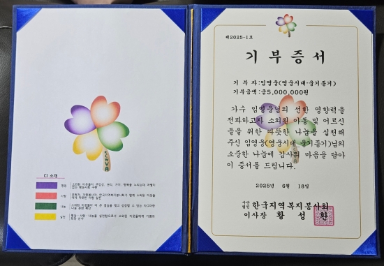 생일을 기념해 500만 원을 기부했다고 합니다. 