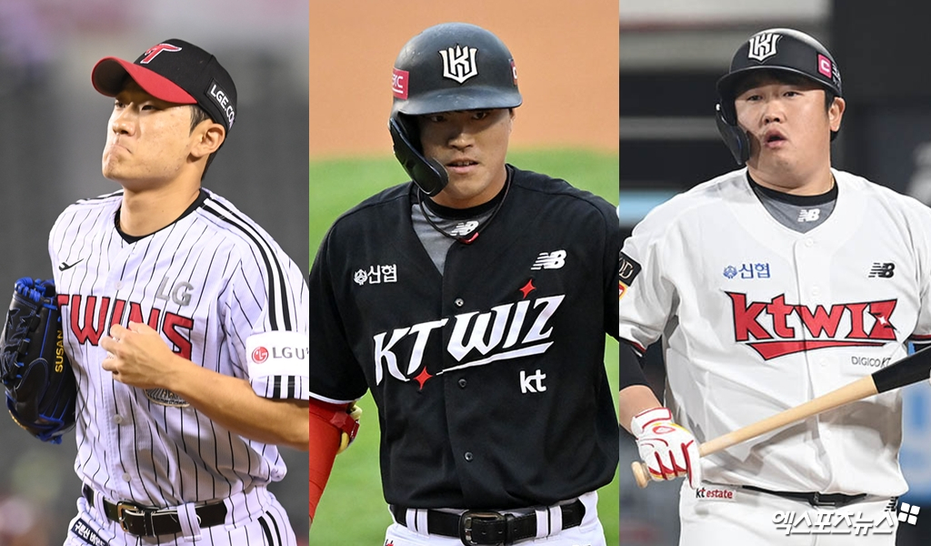 왼쪽부터 LG 트윈스 임준형, KT 위즈 천성호, 김준태. 25일 트레이드를 통해 유니폼을 바꿔 입게 됐다. 엑스포츠뉴스 DB