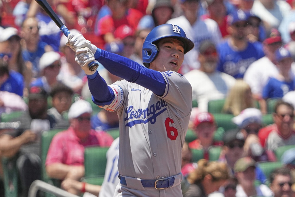 LA 다저스 김혜성이 올해 미국 메이저리그 정규시즌 경기에 출장해 타격하고 있다. AP 연합뉴스