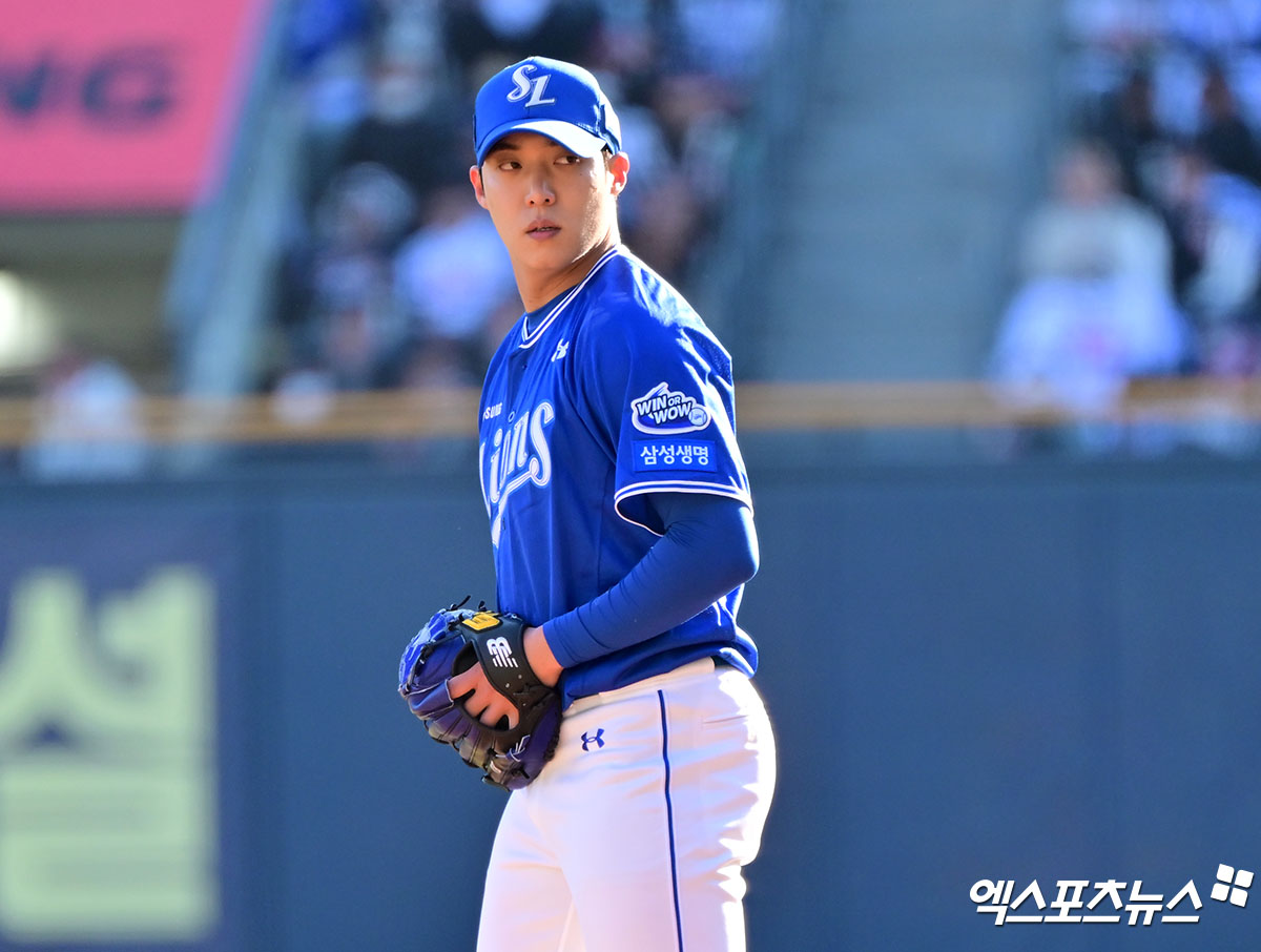 삼성 라이온즈 에이스 원태인이 오는 22일 대구 삼성라이온즈파크에서 열리는 2025 신한 SOL Bank KBO리그 SSG 랜더스와의 팀 간 9차전에 선발투수로 나선다. 사진 엑스포츠뉴스 DB