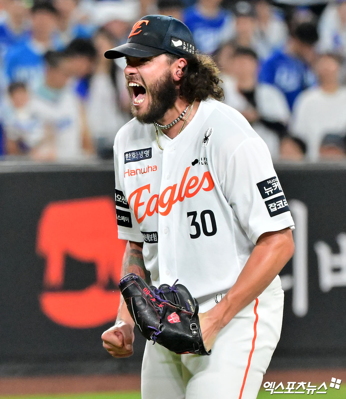 한화 이글스 선발투수 코디 폰세가 30일 대전 삼성 라이온즈전에서 포효하고 있다. 대전, 김한준 기자