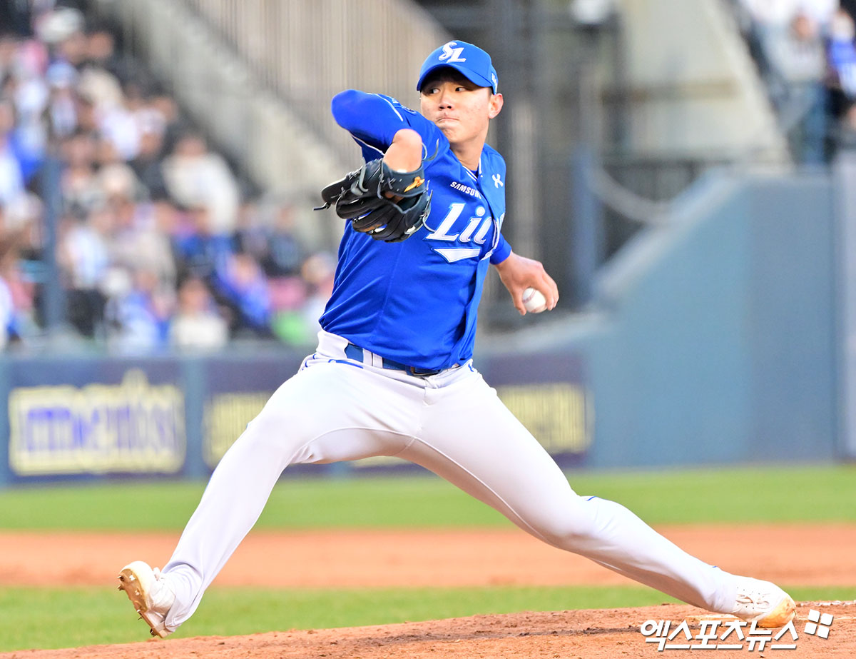 삼성 라이온즈 구원투수 배찬승이 올해 정규시즌 경기에 등판해 역투하고 있다. 엑스포츠뉴스 DB