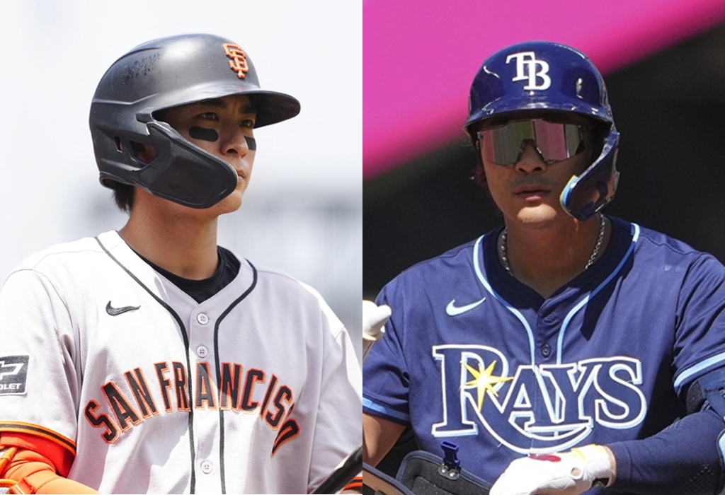 왼쪽부터 샌프란시스코 자이언츠 이정후, 탬파베이 레이스 김하성. REUTERS, AP 연합뉴스