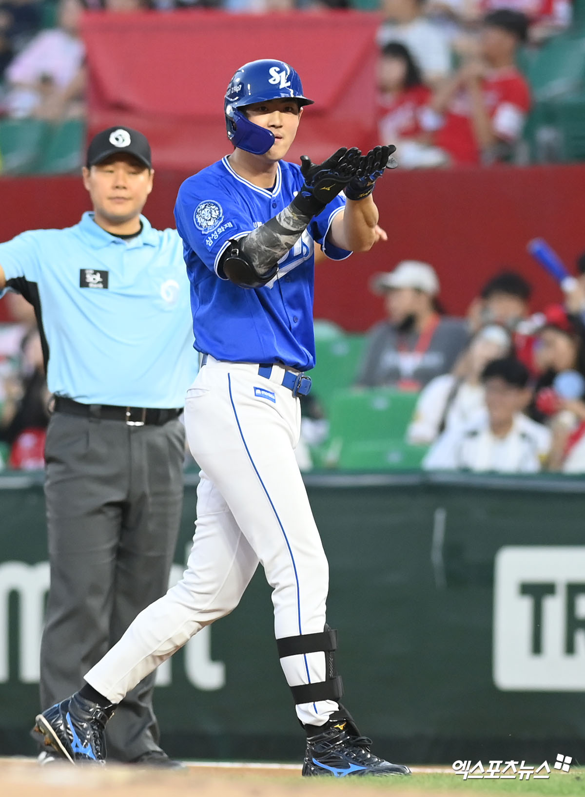 삼성 라이온즈 캡틴 구자욱이 16일 부산 사직야구장에서 열린 2025 신한 SOL Bank KBO리그 롯데 자이언츠와의 팀 간 12차전에서 4안타 1타점을 기록, 팀 2연승을 견인했다. 사진 엑스포츠뉴스