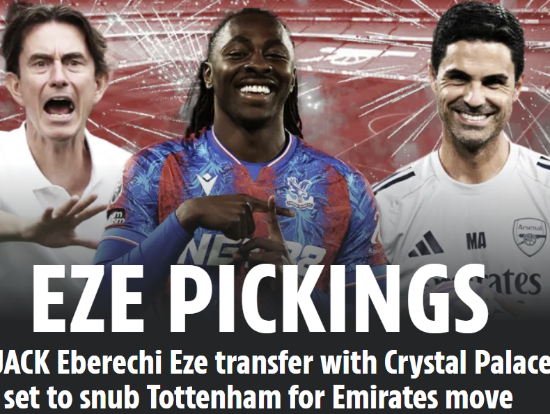 토트넘이 결국 패했다. '이적시장 북런던 더비'에서 고개를 들 수 없는 참패를 당했다. 영국 공영방송으로, 이적시장 신뢰도가 가장 높은 BBC가 윙어 에체베리 에제의 아스널 입단 소식을 알렸다. BBC는 '아스널이 에제를 데려오기 위해 크리스털 팰리스와 기본 합의를 마쳤다. 이적료는 6000만 파운드(약 1128억원)에 옵션 조항 800만 파운드(150억원)'라고 21일 보도했다. 에제는 1~2일 전만 해도 토트넘행이 유력했으나 막판 아스널이 끼어들면서 행선지를 바꿨다. 더선