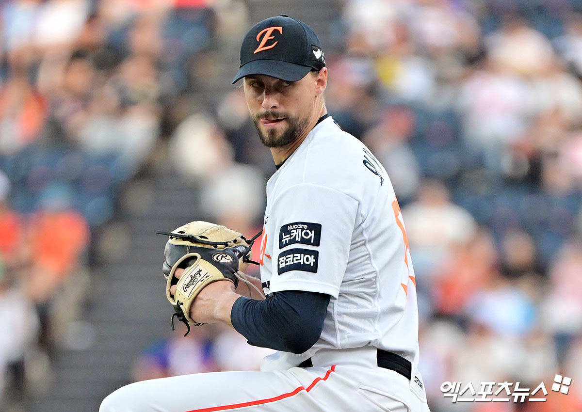한화 이글스 외국인 투수 라이언 와이스가 9일 부산 사직야구장에서 열리는 2025 신한 SOL Bank KBO리그 롯데 자이언츠와의 팀 간 14차전에 선발투수로 나선다. 사진 엑스포츠뉴스 DB