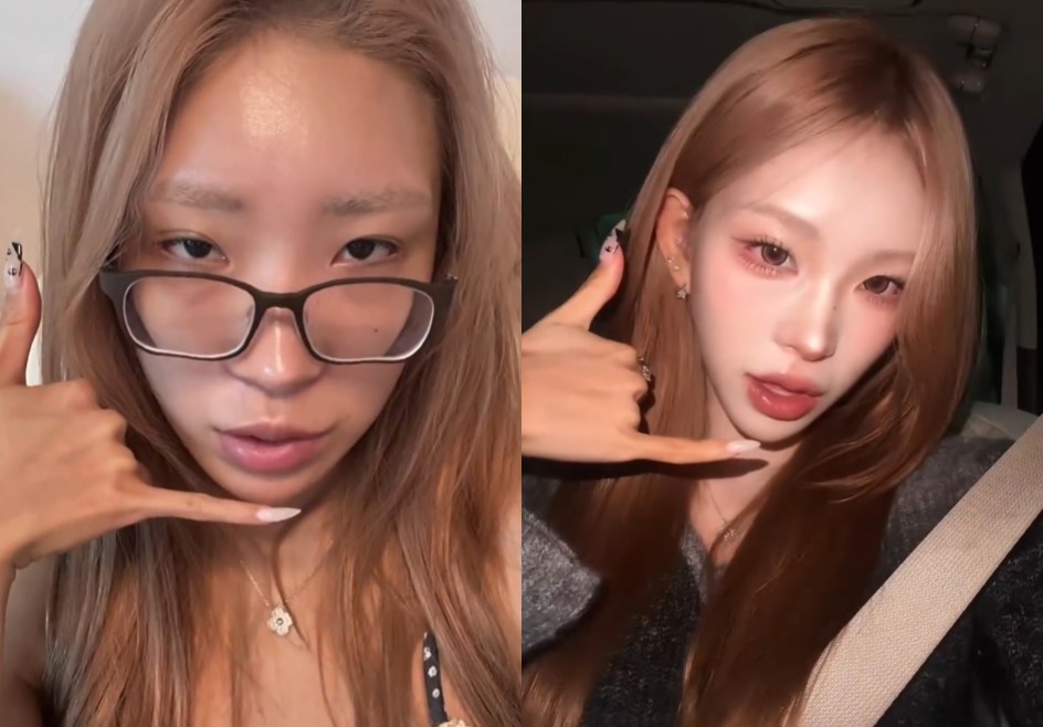 최준희가 공개한 메이크업 비포 앤 애프터 사진이 화제다