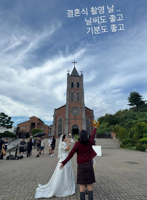 박은혜의 결혼식 촬영 현장. 사진=박은혜 SNS