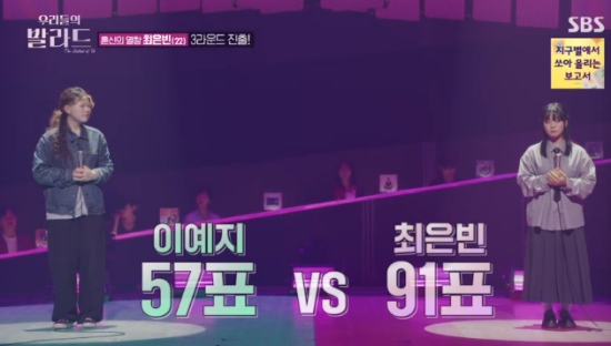 SBS 예능 프로그램 '우리들의 발라드' 이예지 최은빈 방송화면 캡처