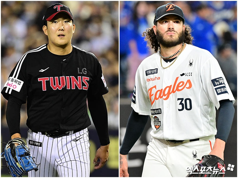 2025 한국시리즈 3차전 선발투수로 예고된 LG 트윈스 손주영(왼쪽)과 한화 이글스 코디 폰세