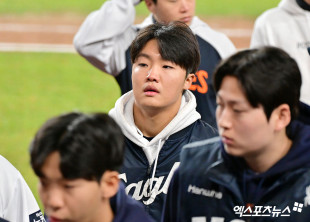 정우주 ‘얼굴에 가득한 아쉬움’[포토]