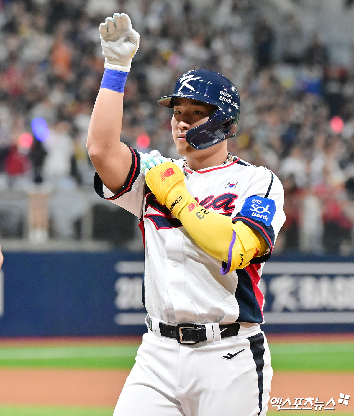 8일 오후 서울 구로구 고척스카이돔에서 열린 '2025 NAVER K-BASEBALL SERIES' 대한민국과 체코의 평가전 경기, 3회말 대한민국 안현민이 좌전안타를 날리고 있다. 고척, 김한준 기자