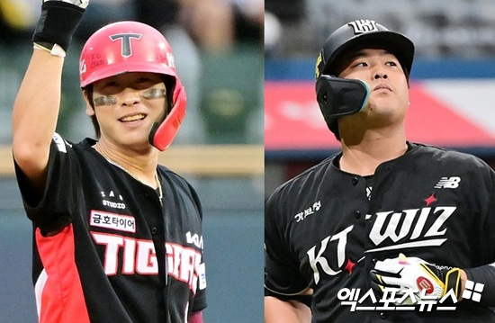 2026 KBO FA 시장 최대어로 꼽히는 박찬호(왼쪽)와 강백호. 사진 엑스포츠뉴스 DB