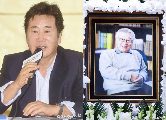 유동근, 고 이순재 영정사진