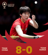 한국전 44전 44승, 승률 100%!…韓 탁구에 절망의 벽→中 매체, 8-0 대승 뒤 '女 단식 세계 2위' 극찬