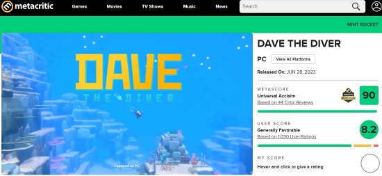 메타크리틱 평점 90점의 ‘데이브 더 다이버’
