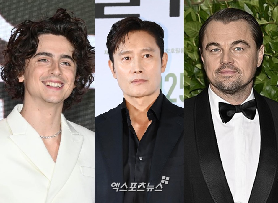배우 이병헌과 티모시 샬라메, 레오나르도 디카프리오. 엑스포츠뉴스 DB, 연합뉴스.