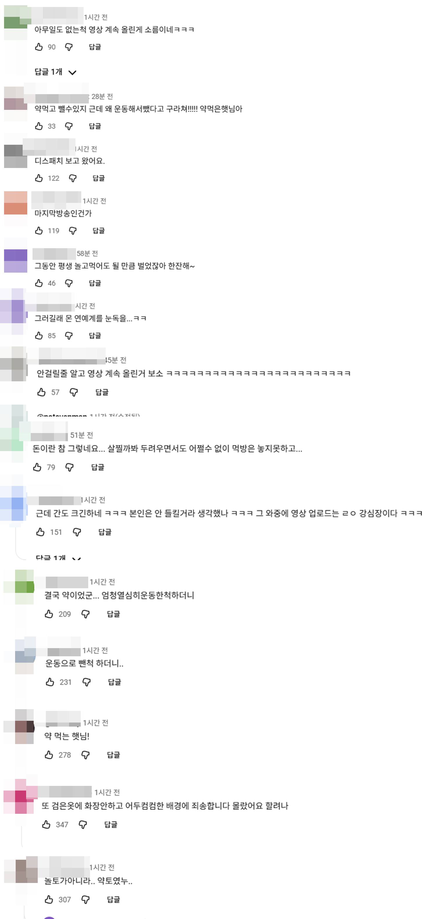 입짧은햇님 유튜브 팬들 반응.