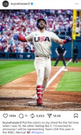 하퍼, WBC 美 대표팀 합류 선언…저지도 열광했다! Let's goooo→미국, 우승 위한 최강 라인업 완성