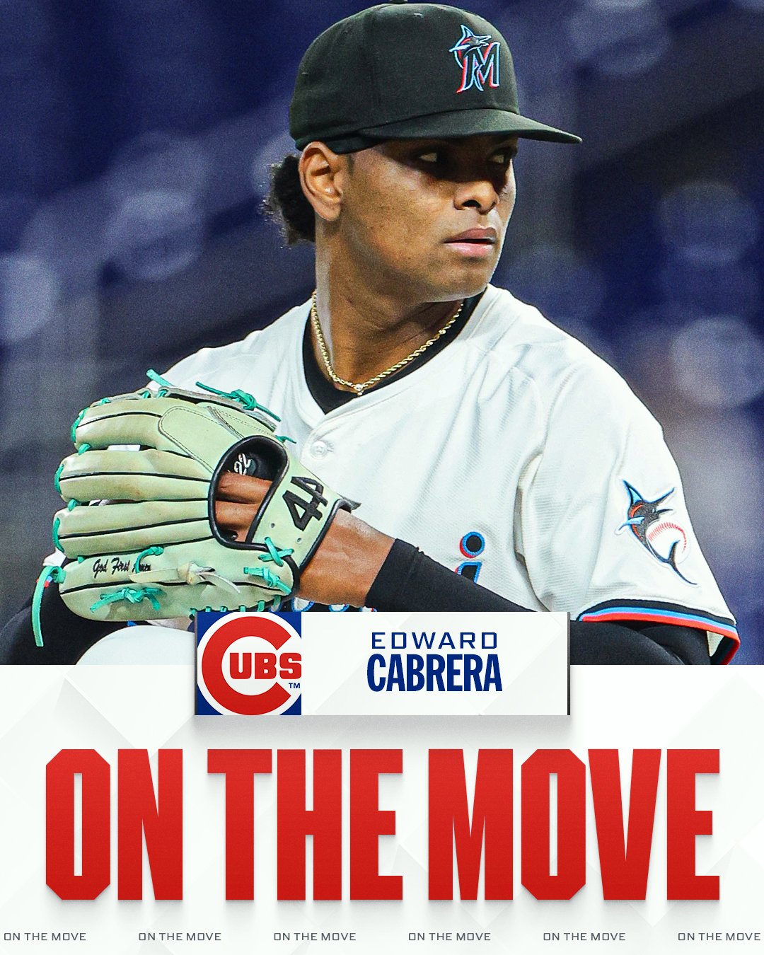 시카고 컵스가 8일 마이애미 말린스와의 트레이드를 통해 우완투수 에드워드 카브레라를 영입했다. 그 대가로 외야수 오웬 케이시, 내야수 크리스티안 에르난데스, 내야수 에드가르도 데 레온을 마이애미에 내줬다. MLB 공식 SNS