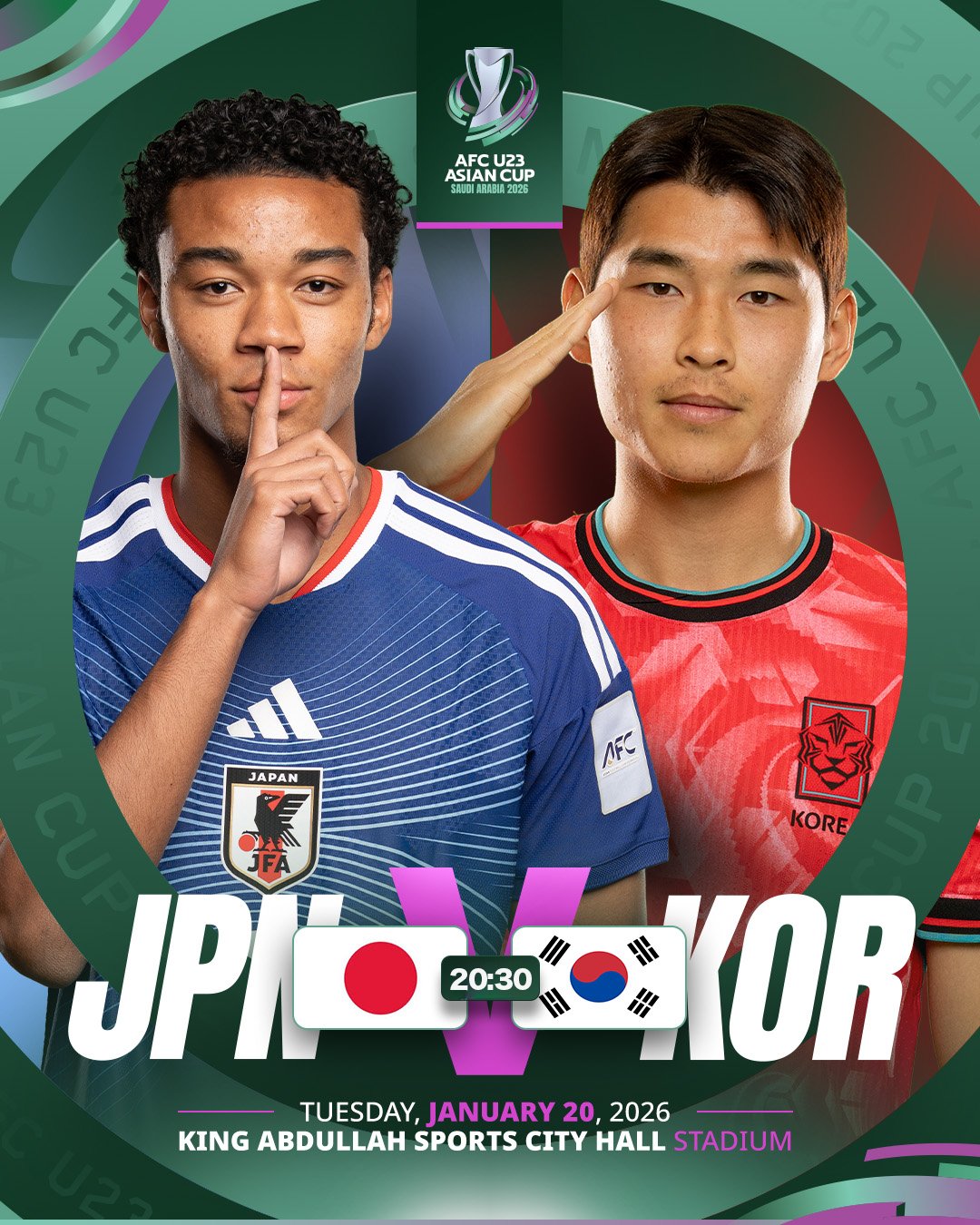 이민성 감독이 이끄는 한국 23세 이하 (U-23) 대표팀은 20일(한국시간) 오후 8시 30분 사우디아라비아 제다의 킹 압둘라 스포츠 시티에서 일본과 2026 아시아축구연맹(AFC) U-23 아시안컵 4강전을 치르고 있다. 한국은 전반 36분 코너킥 상황에서 고이즈미 가이토에게 선제 실점을 허용해 0-1로 전반전을 마쳤다. AFC