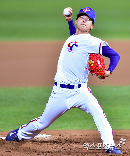 2014 인천 아시안게임 야구 결승에서 한국전 선발투수로 나섰던 대만 투수 궈쥔린. 사진 엑스포츠뉴스 DB