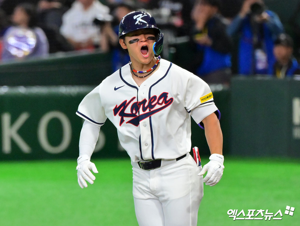8일 오후 일본 도쿄돔에서 열린 2026 월드베이스볼클래식(WBC) C조 한국과 대만의 경기, 6회말 1사 1루 한국 김도영이 투런 홈런을 날린 후 기뻐하고 있다. 엑스포츠뉴스 DB