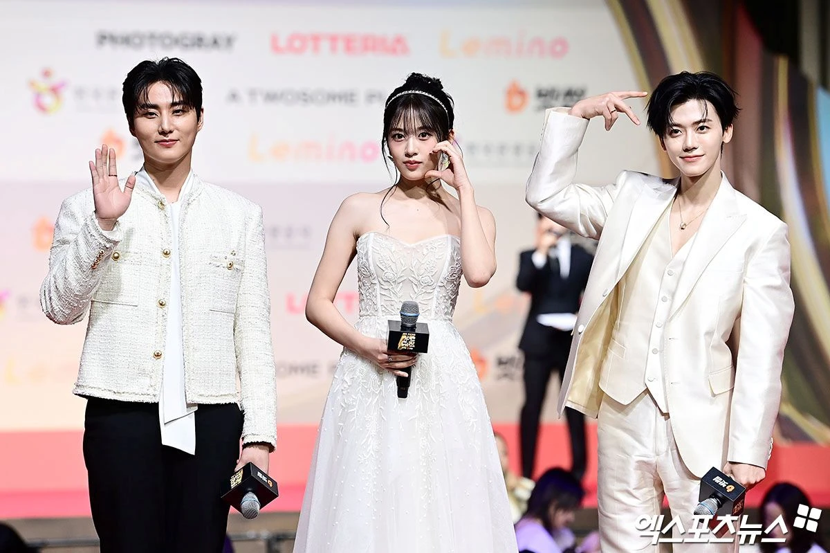 영케이, 안유진, 재민(왼쪽부터) / 2025 SBS '가요대전' MC