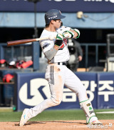 박찬호 ‘높은 공에 깜짝’[포토]