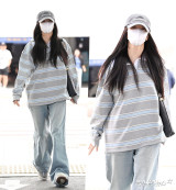 '가족 논란' 선 그은 지수, 흔들림 없는 담담한 출국길 포착