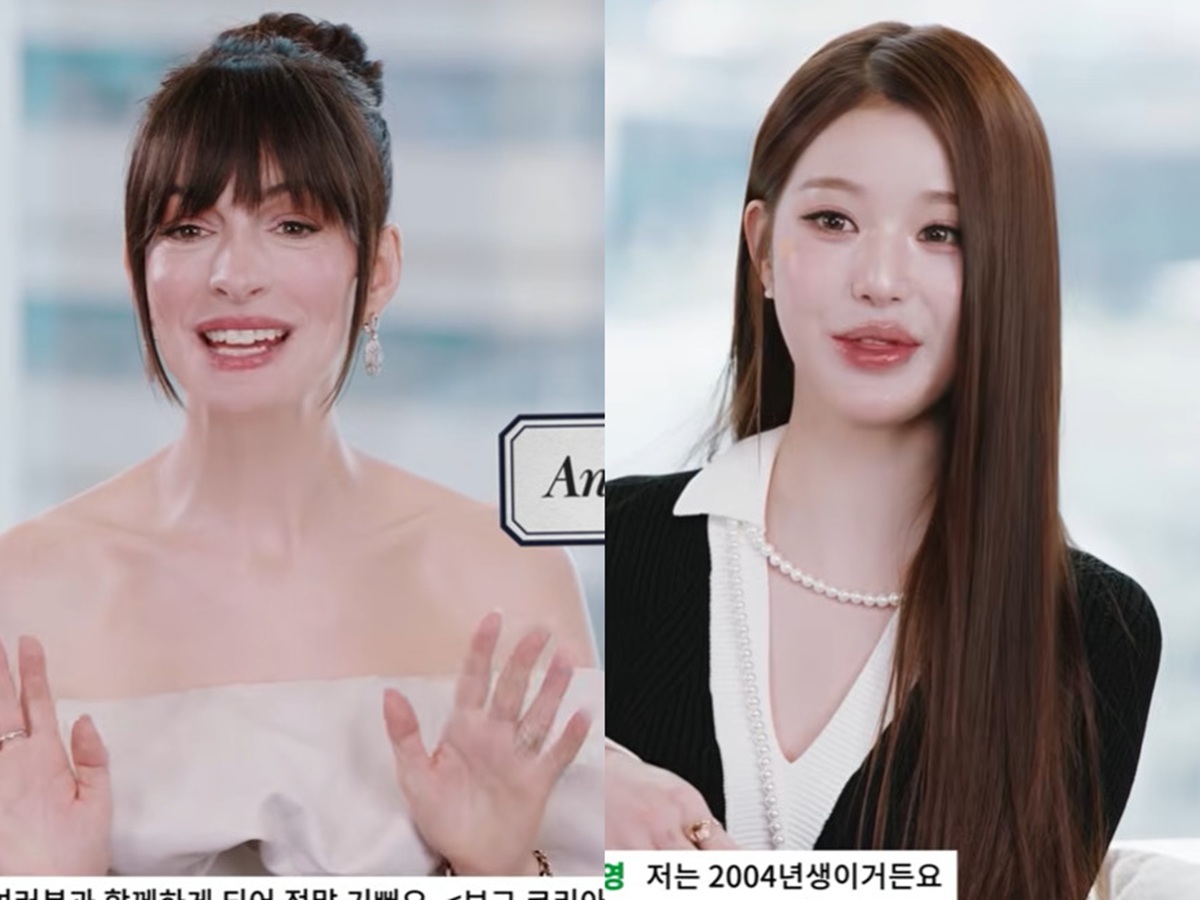 Actress Anne Hathaway and IVE's Jang Wonyoung.