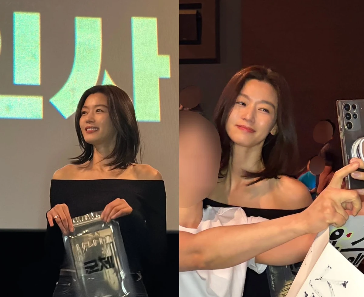 영화 '군체' 무대인사 중인 배우 전지현
