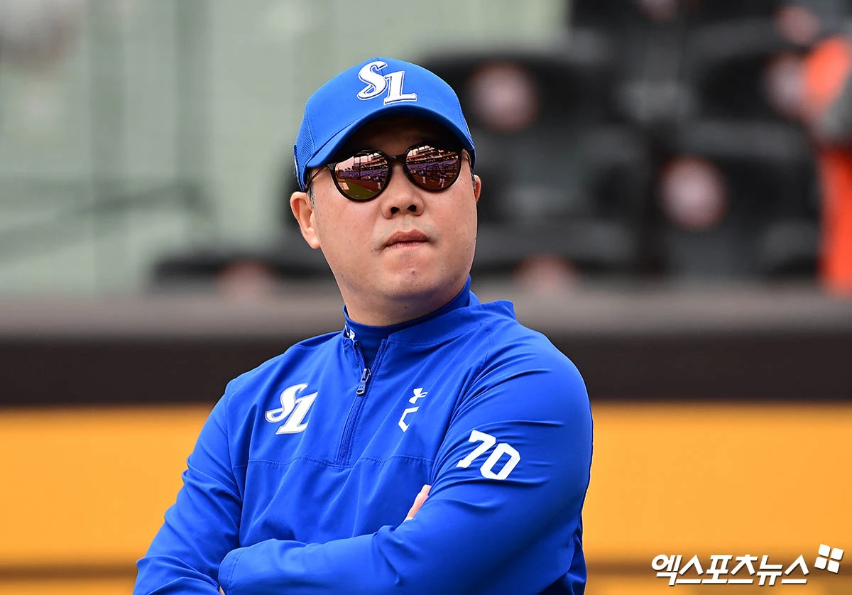 박진만 감독이 이끄는 삼성 라이온즈가 9일 대구 삼성 라이온즈파크에서 열린 2026 신한 SOL KBO리그 LG 트윈스와의 팀 간 11차전에서 승리, 전반기를 1위로 마감했다. 사진 엑스포츠뉴스 DB