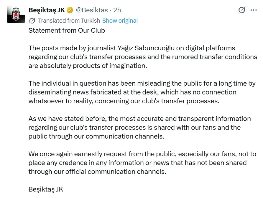 모하메드 살라의 베식타시 이적설이 뜨겁게 달아오르던 가운데 구단이 직접 공식 성명을 내고 관련 보도를 전면 부인했다. 오현규가 레안드로 트로사르에 이어 세계적인 공격수 살라와 한솥밥을 먹을 수 있다는 기대감이 커졌지만, 베식타시는 18일 해당 보도를