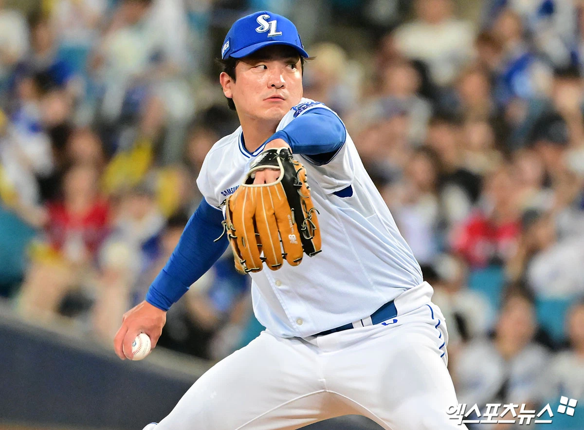 29일 오후 대구삼성라이온즈파크에서 열린 '2026 신한 SOL Bank KBO리그' KIA 타이거즈와 삼성 라이온즈의 경기, 7회초 무사 1루 삼성 이재희가 투구 준비를 하고 있다. 대구, 김한준 기자