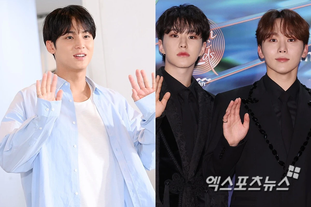 세븐틴 민규(좌), 디노와 승관(우)