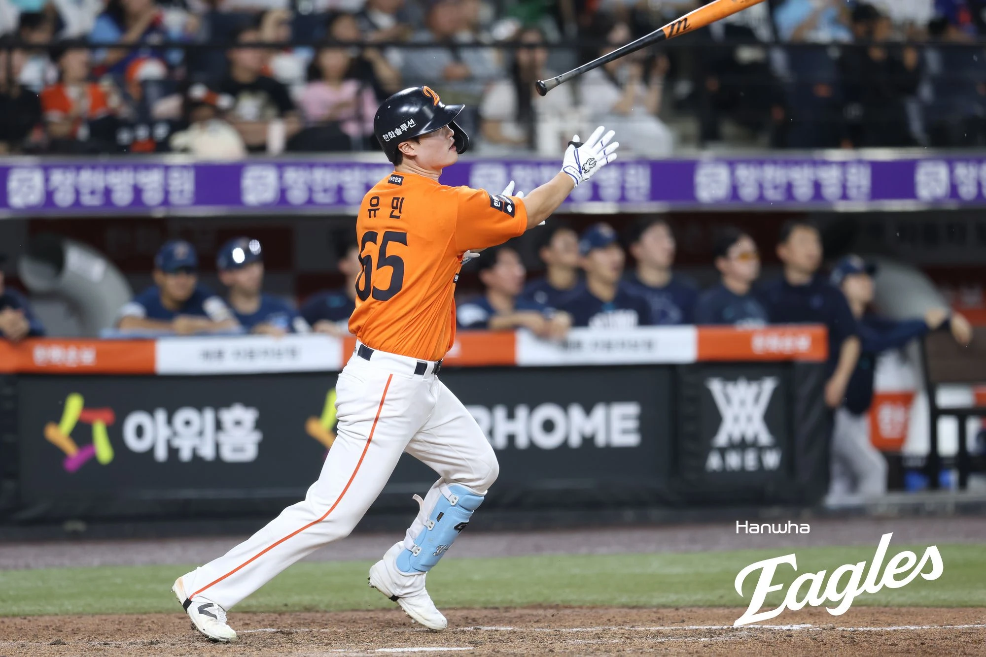 한화 이글스 우타 외야 유망주 유민이 29일 대전 한화생명 볼파크에서 열린 2026 신한 SOL KBO리그 NC 다이노스와의 팀 간 11차전에 9회말 대타로 출전, 프로 데뷔 첫 홈런을 기록했다. 사진 한화 이글스