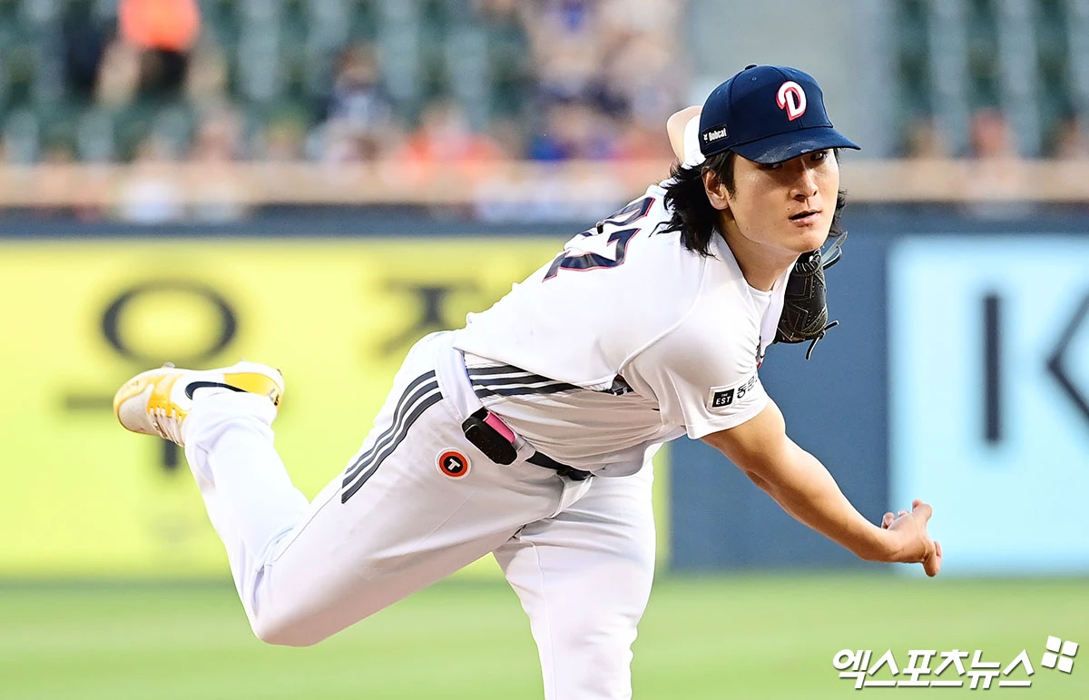 두산 베어스 에이스 곽빈이 KBO가 1일 발표한 2026 신한 SOL KBO리그 8월 월간 MVP 후보로 선정됐다. 사진 엑스포츠뉴스 DB