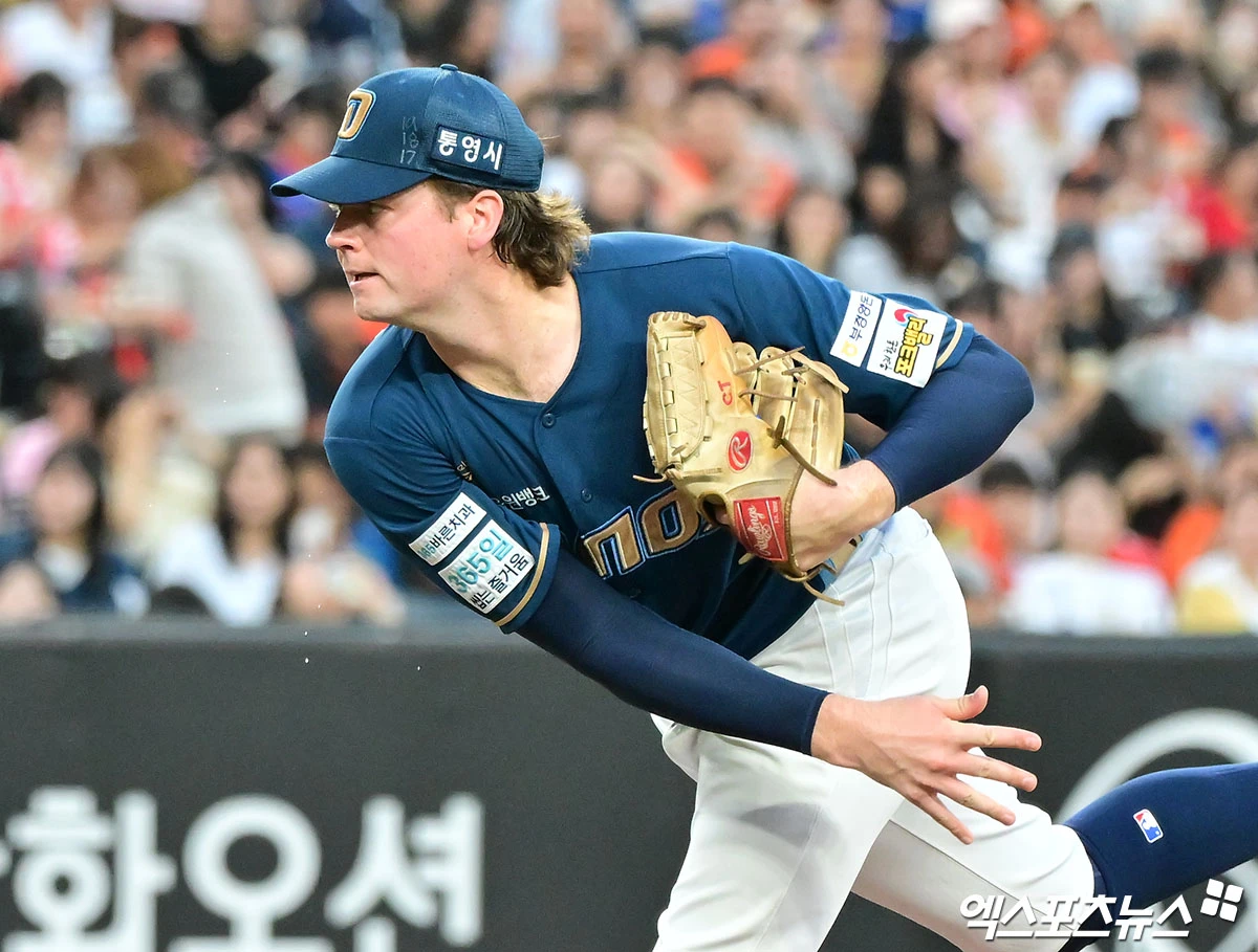 30일 오후 대전 한화생명 볼파크에서 열린 '2026 신한 SOL Bank KBO리그' NC 다이노스와 한화 이글스의 경기, 2회말 NC 선발투수 테일러가 공을 힘차게 던지고 있다. 엑스포츠뉴스 DB