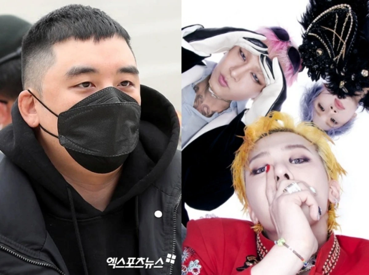 (왼쪽) 승리 - (오른쪽) 빅뱅 지드래곤, 태양, 대성.