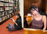 카리나, 도서관 바닥에 털썩…맥주 한 잔까지, 알찬 휴식으로 '힐링' [★해시태그]