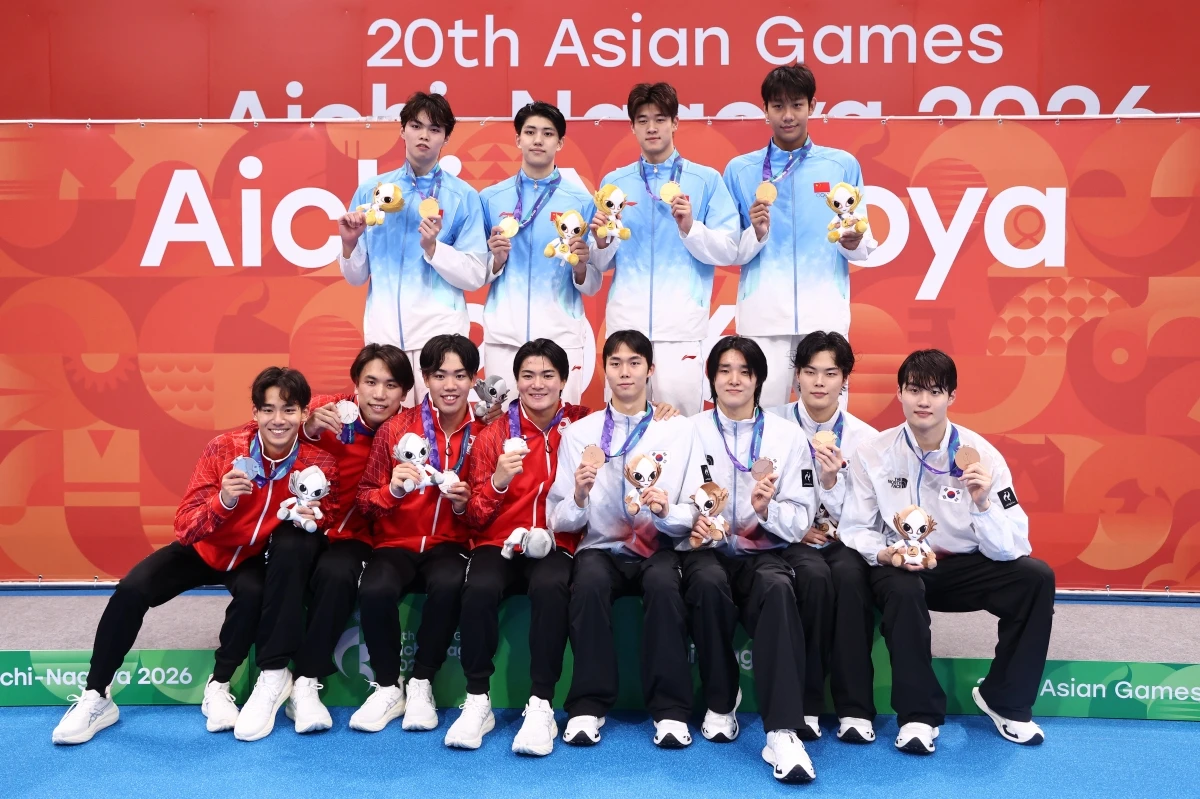 중국이 21일 일본 도쿄 아쿠아틱스센터에서 열린 2026 아이치·나고야 아시안게임 남자 계영 800m 결승에서 7분00초17의 아시아 신기록으로 금메달을 획득했다. 은메달은 일본, 동메달은 한국에게 돌아갔다. 연합뉴스