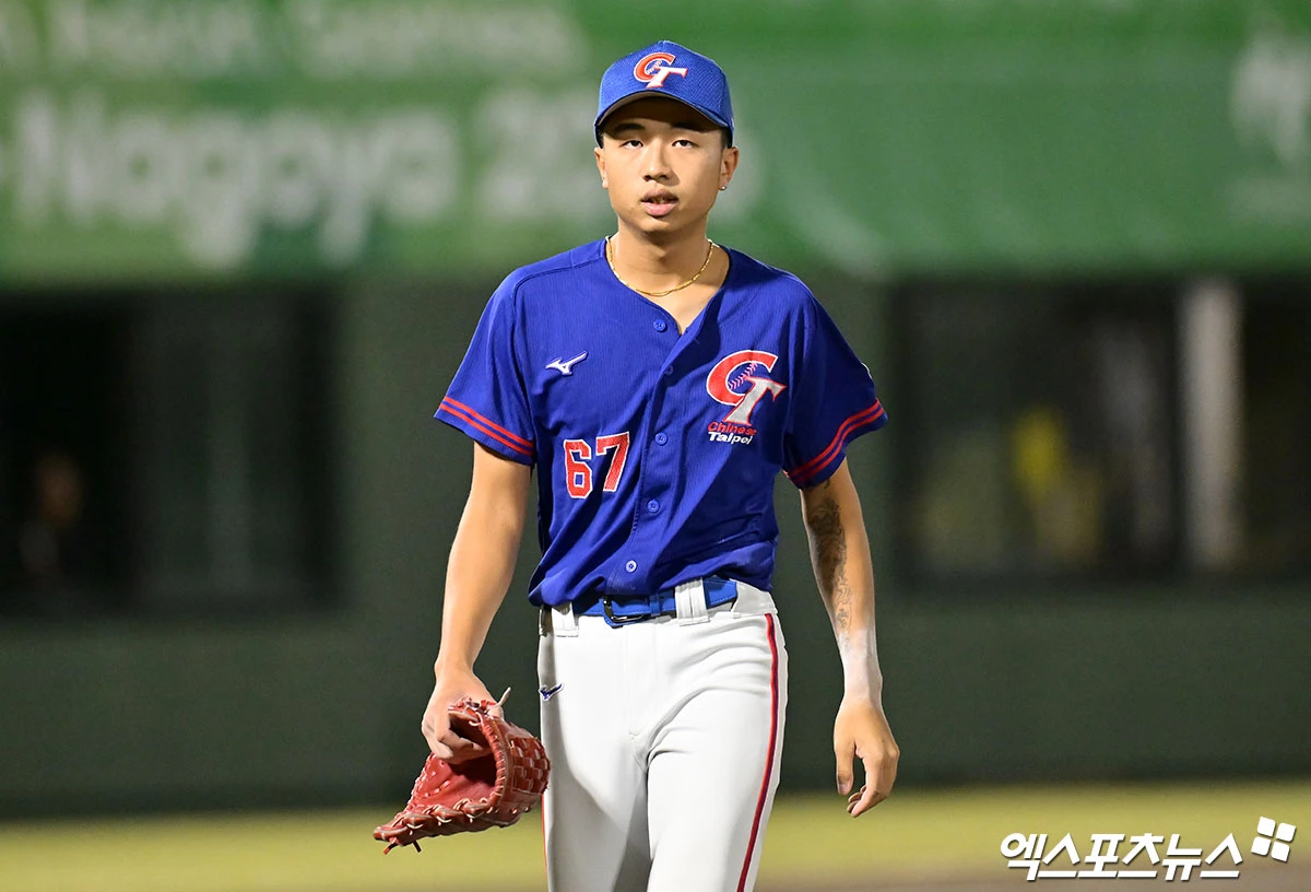 대만 국가대표팀 투수 린이웨이가 21일 일본 아이치현 오카자키 시민구장에서 열린 2026 아이치·나고야 아시안게임 조별리그 B조 1차전에서 한국을 상대로 선발등판, 5이닝 1실점 호투로 강렬한 인상을 남겼다. 사진 김한준 기자