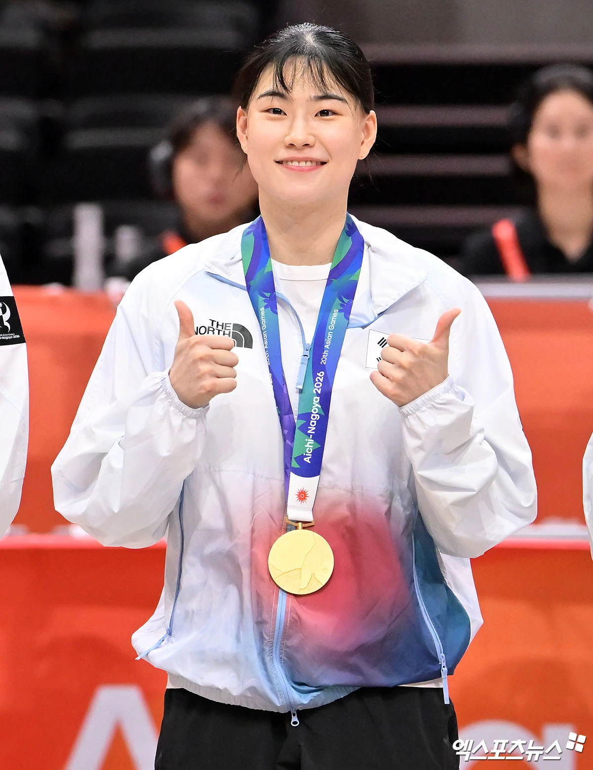 26일 일본 나고야 IG 아레나에서 열린 '2026 아이치·나고야 아시안게임' 여자농구 대한민국과 일본의 결승전 경기, 대한민국이 일본에 75:70으로 승리하며 금메달을 획득헀다. 대한민국 이소희가 기뻐하고 있다. 일본 나고야, 김한준 기자
