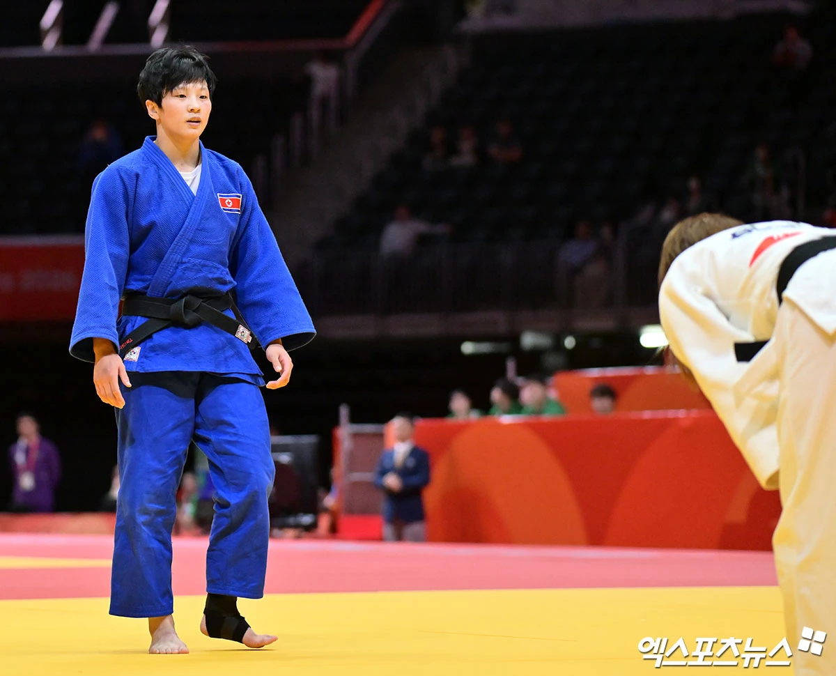 2026 아이치·나고야 아시안게임 유도 여자 57kg급 동메달을 따낸 북한 여자 유도 국가대표 김현아. 사진 김한준 기자