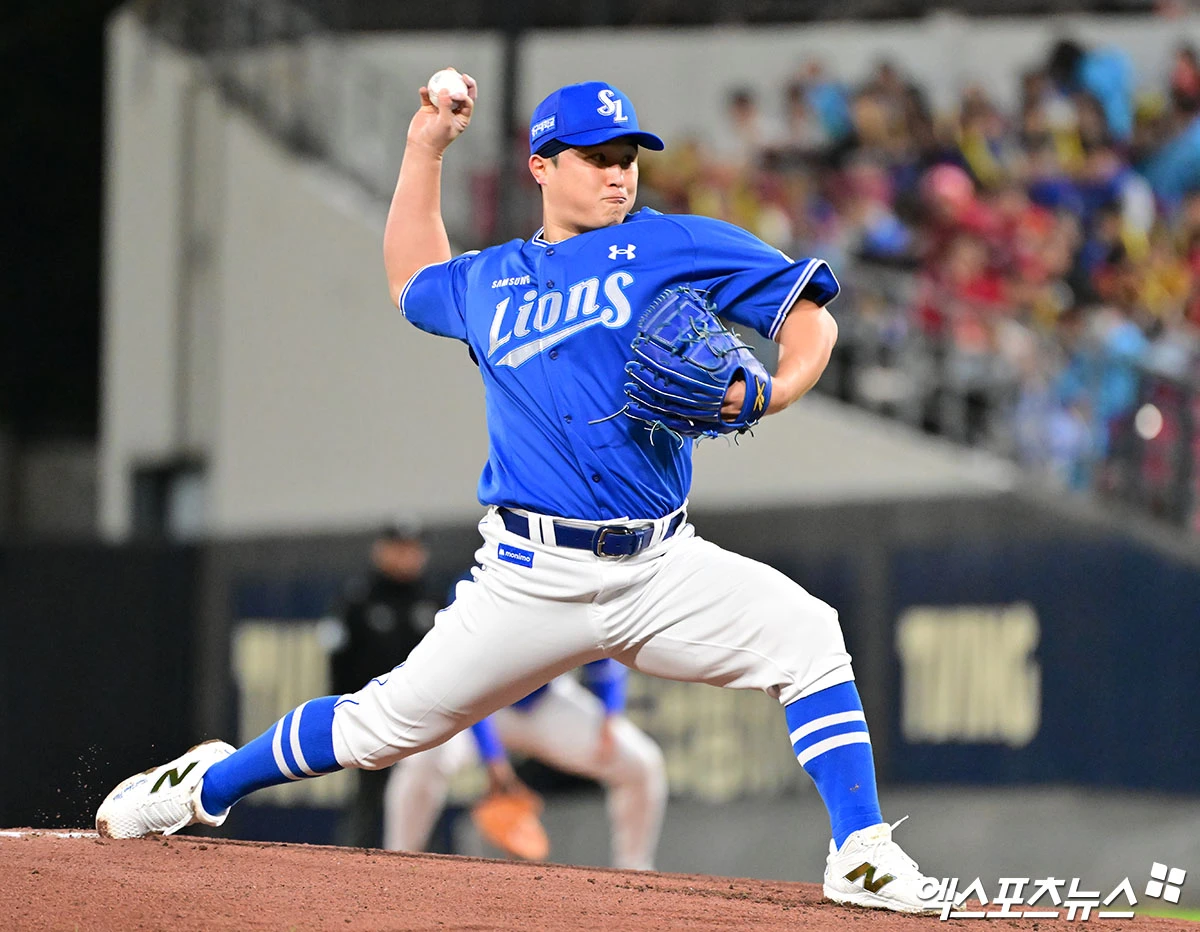 삼성 라이온즈 베테랑 우완 최원태가 29일 광주 기아챔피언스필드에서 열린 2026 신한 SOL KBO 포스트시즌 플레이오프(5전 3선승제, 1승1패) 3차전에 KIA 타이거즈를 상대로 선발등판, 1.2이닝 2실점으로 부진했다. 사진 김한준 기자